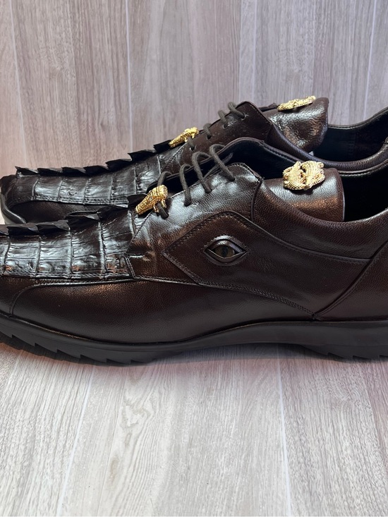 Belvedere Vasco Hornback Crocodile Leather Shoes – Tabac Brown – Size 12 main image 7